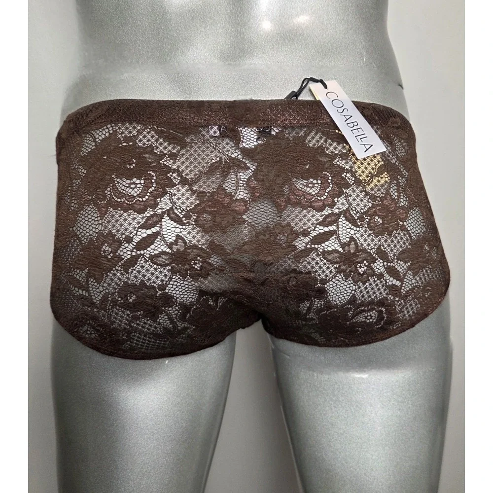 Cosabella Never Say Never‎ Men's Floral Lace Briefs Brown Low Rise Underwear